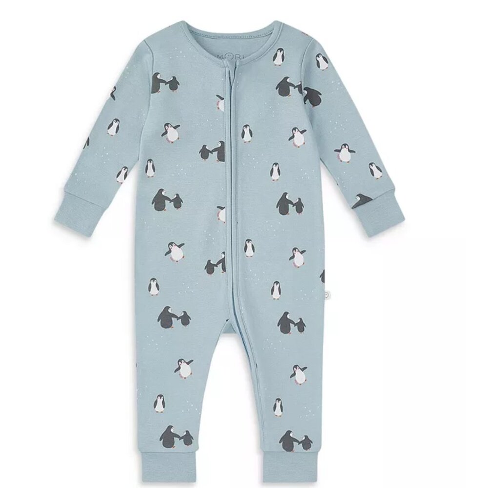 Mori - Penguin Print Two Way Zip Romper - 18-24m